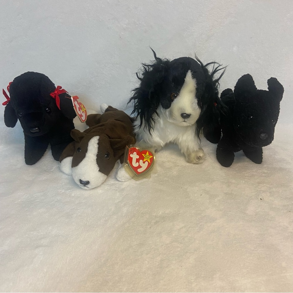 Ty Beanie Babies dog lot of 5 Gigi Bruno Frolic Scottie Vintage